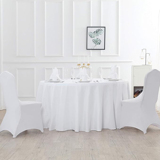 108 inch Round Tablecloth Washable Polyester Table Cloth Decorative Table Cover for Wedding Party Dining Banquet (108 inch,White)