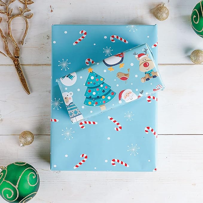 Current Christmas Critters Double-Sided Rolled Christmas Wrapping Paper - Premium Jumbo 23-Inch x 32-Foot Gift Wrap Roll, 61 Square Feet Total