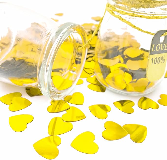 Heart Confetti Valentine's Day Table Confetti Metallic Foil for Party Wedding Happy Birthday Baby Showe Bridal Shower Festival Theme Party Decorations Supplies(Gold)