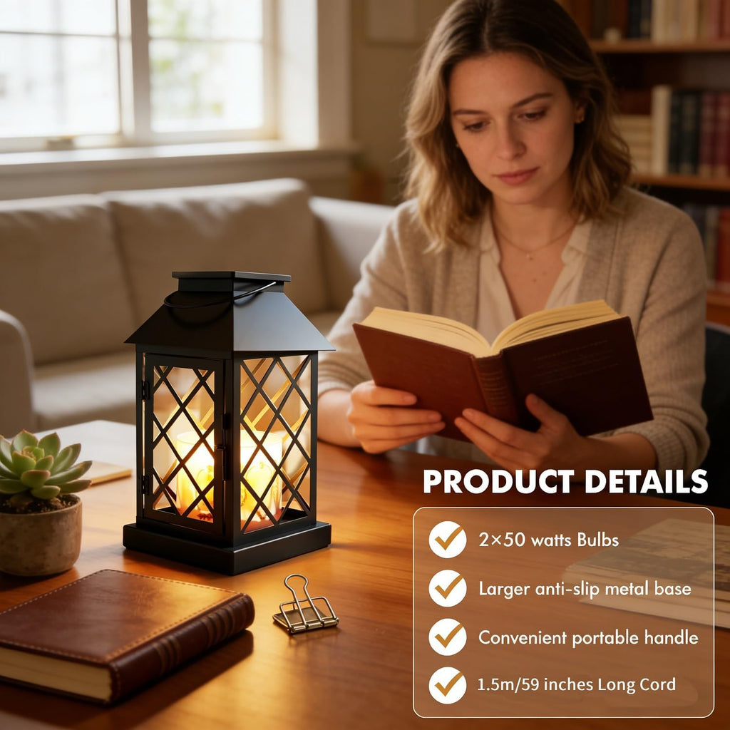 Candle Warmer Lamp with Timer, Dimmable Candle Warmer Lantern for Large 3 Wick Jar Candles Vintage Enclosed Metal Candle Lamp Farmhouse, Wax Melts Warmer, Home Decor Birthday Gifts for Women Mom