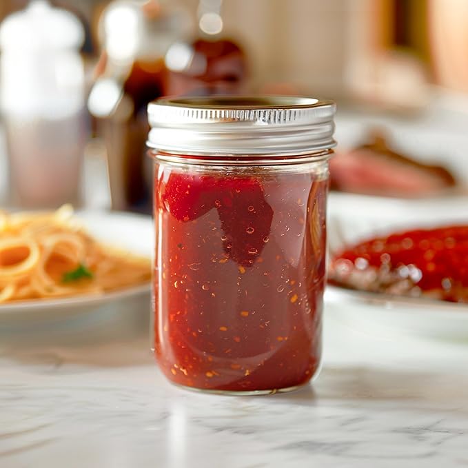 ComSaf Small Mason Jars 8 oz - 6 Pack, Regular Mouth Mason Jar with Lids and Seal Bands, Small Glass Canning Jar for Spice, Jam, Honey, Jelly, Dessert, Shower Wedding Favors, DIY Candles Decor