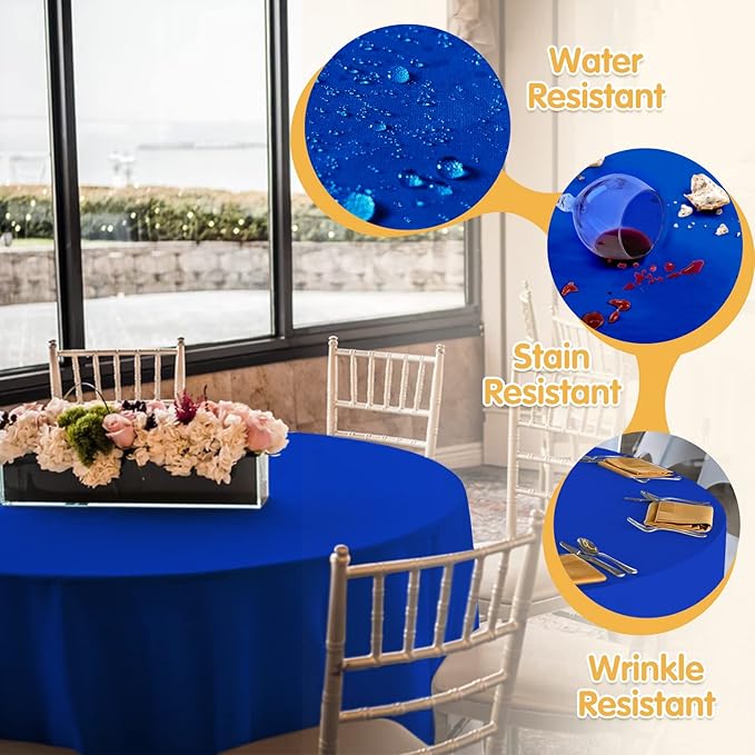 BRILLMAX 6 Pack Royal Blue Round Tablecloths 108 Inch - Circle Bulk Linen Polyester Fabric Washable Table Cloth Cover for Wedding Reception Banquet Birthday Party Buffet Restaurant