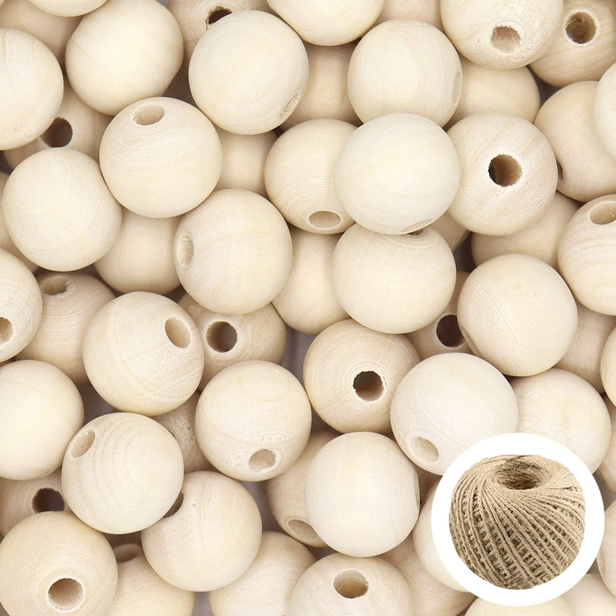 thyssen 1000pcs 20mm beige wooden round beads for, main product view