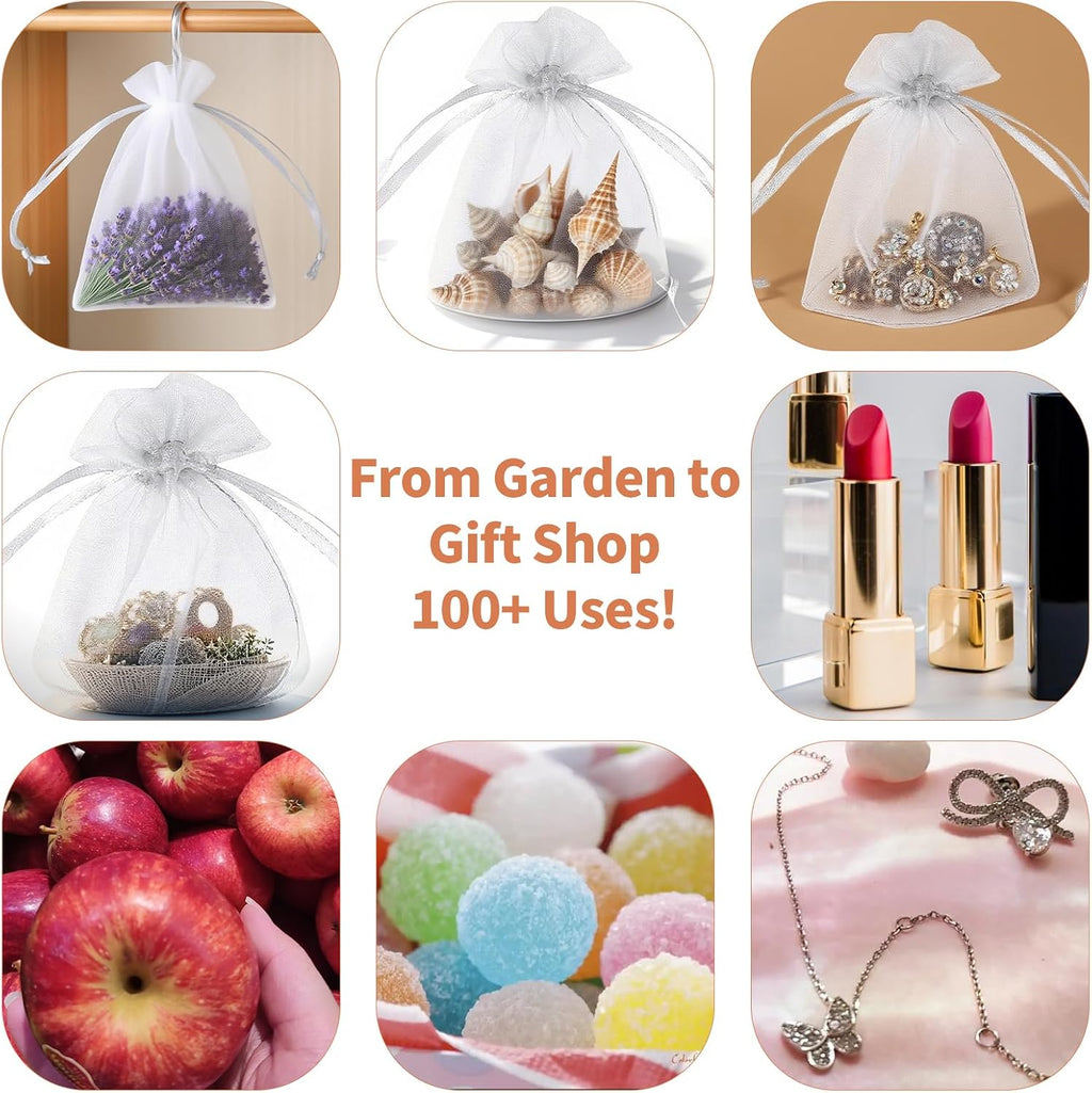 100pcs Organza Bags for Small Gift 4x6 Inch, Premium Mesh Bags Drawstring Candy Jewelry Packaging Sachet Bags, Easter Day Wedding Party Favors Small Gift Bag Durable & Scent-Free for Small Business