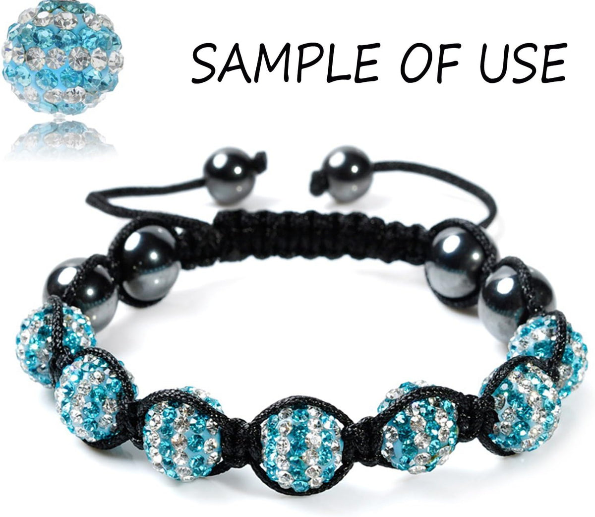 RUBYCA Stripes Czech Crystal Round Disco Ball Clay Beads fit Shamballa Jewelr...