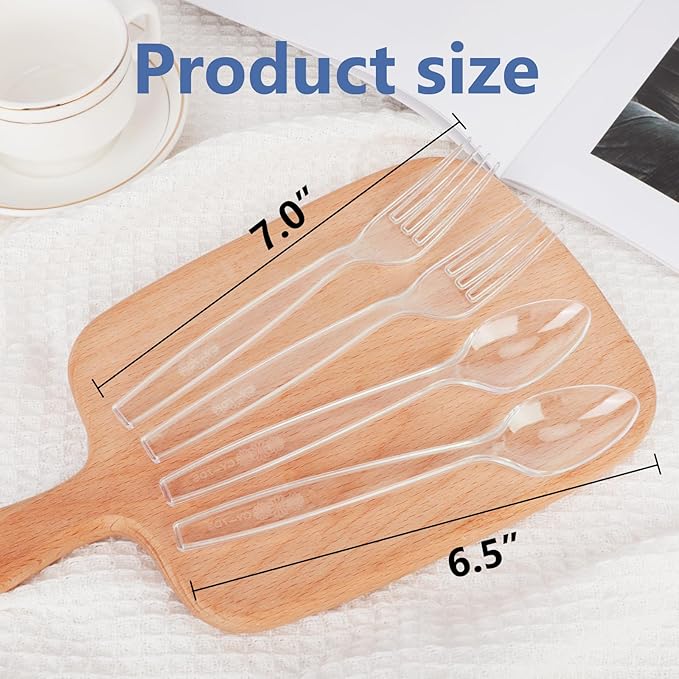 1000 Count Plastic Silverware Heavy Duty - 500 Spoons, 500 Forks, BPA-Free, Heat Resistant, Disposable Plastic Utensils Set, Plastic Cutlery Set, Plasticware Bulk for Party