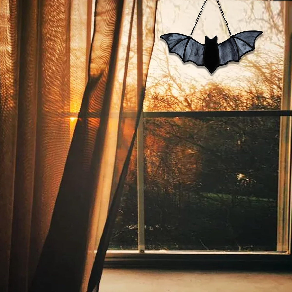 Bat Stained Glass Suncatcher for Window Hanging,Bat