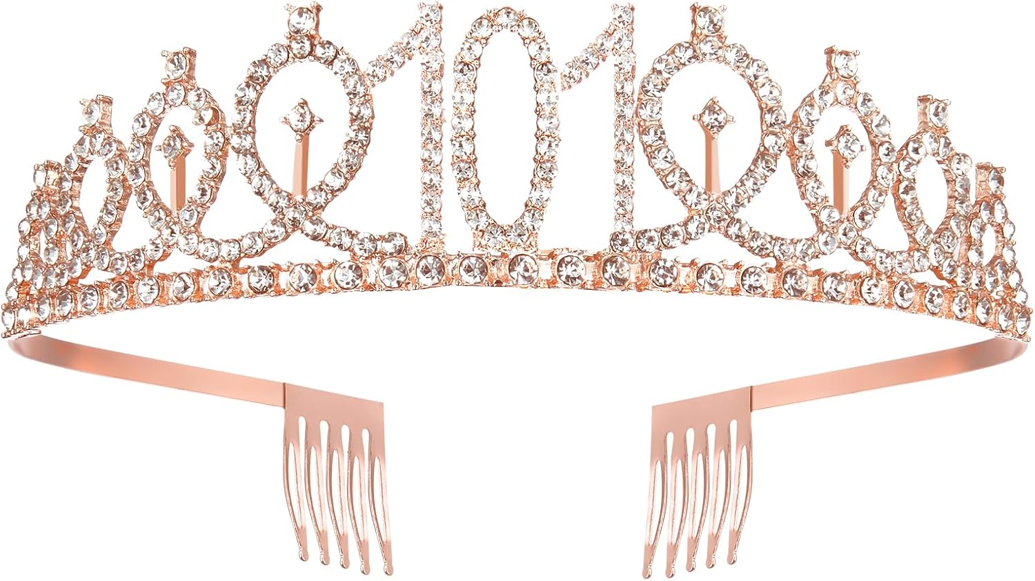 BRT Bearingshui 101st Birthday Tiara and Sash for Woman, Rose Gold Tiara and Sash for 101st Birthday Party Favor Supplies