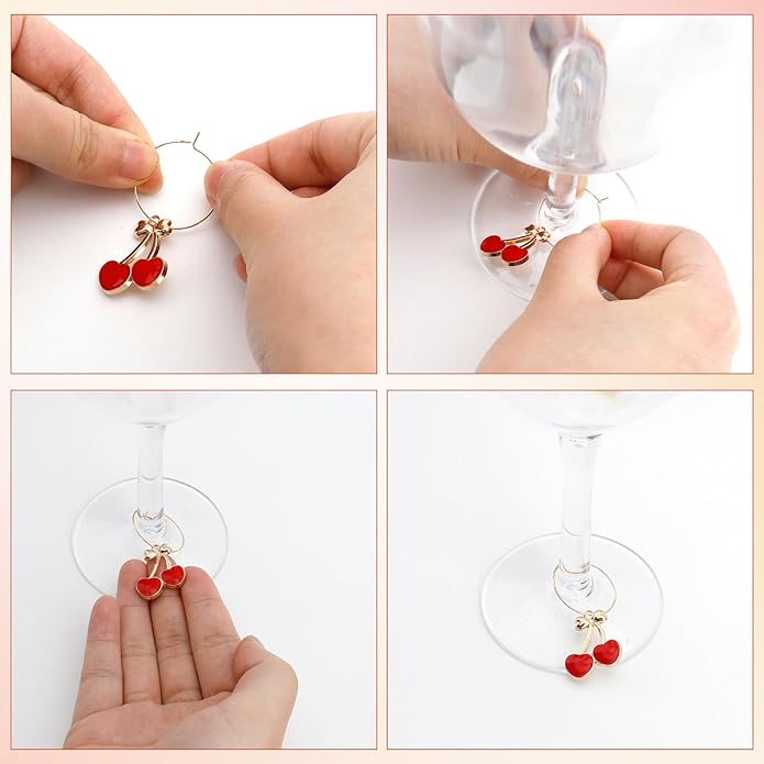 Wine Glass Charms Wine Charms for Stem Glasses Glass Markers Identifiers Tags for Christmas Tasting Party Favors Decorations