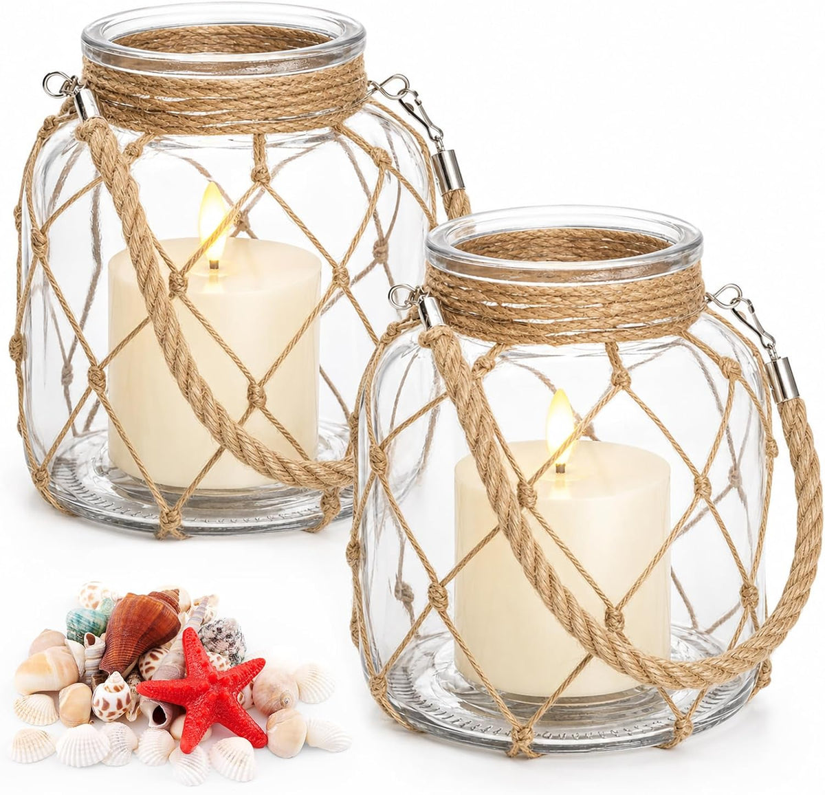 2 set of nautical candle lanterns, clear glass, main product view