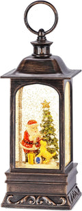 Snow Globe Christmas with Timer, Santa Claus Decoration LED Lantern with Glitter Great and Home Decoration