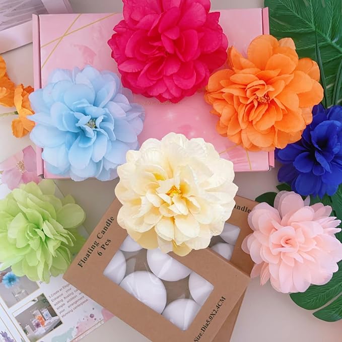 24 Pcs Floating Candles for Centerpieces and Floating Flowers for Centerpieces Champagne Artificial Flowers Vase Fillers for Wedding Table Party Home Decoration