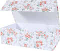 LFBOX Rose Floral Gift Box with Magnetic Lids 1 Pack | Large Bridesmaid Proposal Boxes 13.8x8.3x4.4 in, Rectangle Wedding Decorative Storage Box