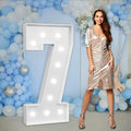 imprsv Marquee Numbers Large 7th-Birthday Decorations: 4ft Light Up Number Party Decor 7 Year Old Girl and Boy Birthday Decoration Backdrop Anniversary Cardboard Big Mosaic Balloon Frame Number 7