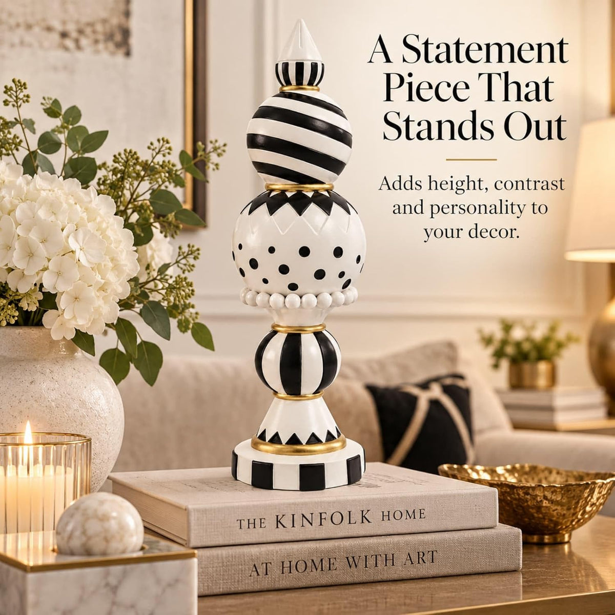 Black and White Checkered Halloween Table Centerpiece Home Decor