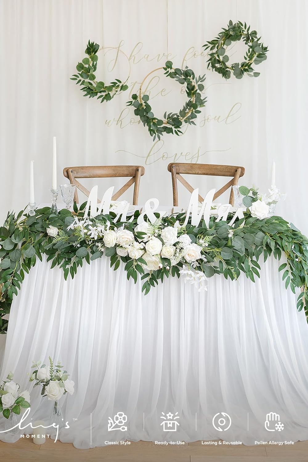 ling's moment green eucalyptus garland, 5.9ft, 2pcs shown in use