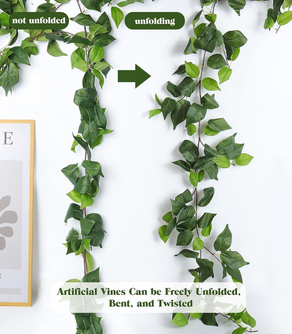 recutms 6pc fake vines artificial ivy garland silk showing dimensions