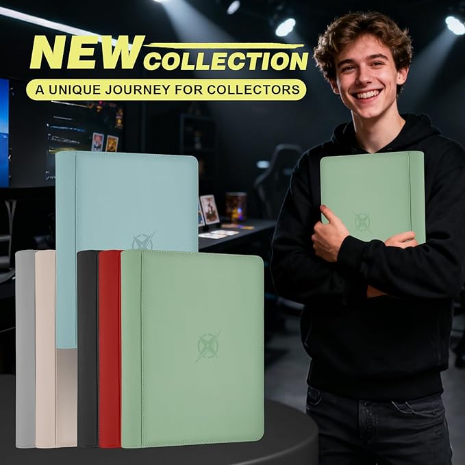 Trading Card Binder, Card Binder 9 Pocket for Trading Cards, Holds 540 Cards, Zippered Premium Card Collection Binder Album for Game Card, Sports Card, Yugioh, MTG (Sky Blue)