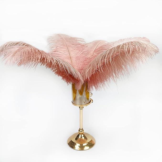 Happy Feather 16-18 inch Pink Ostrich Feathers Cratfs for Wedding Party Centerpieces Home Decoration DIY Craft Pack of 10