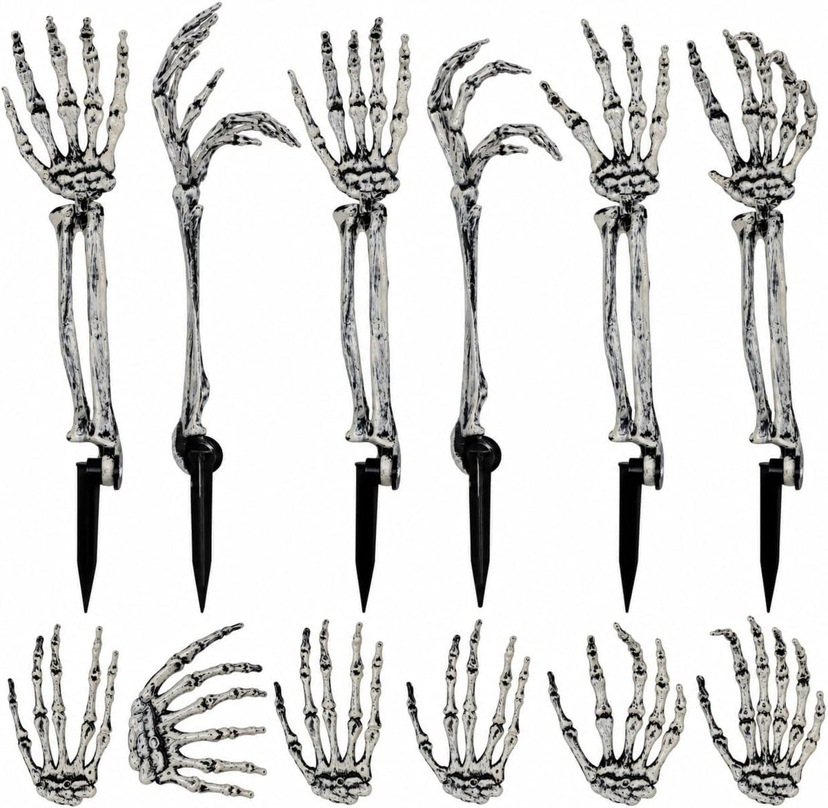 12 Pack Halloween Decorations Outdoor Skeleton Hands and Arms Yard Stakes, Re...