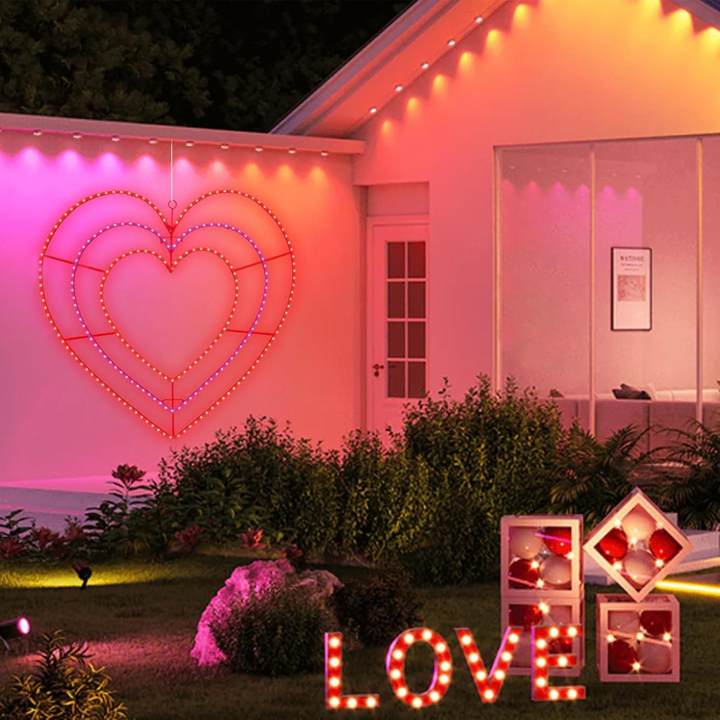 LAMPHOME Valentine Lights Outdoor 37.4 Inch 252LED Waterproof Red and Pink Heart Light Valentine‘s Day Decorations for Outdoor Garden Yard Valentine‘s Day Interior Decoration