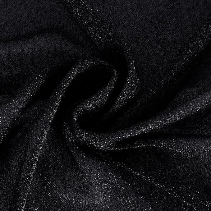 Black Fall Halloween Sheer Elegant Arch Draping Fabric 2 Panels Outdoor 29" × 20Ft Sheer Chiffon Curtain Drapes for Wedding Ceremony Birthday Party Garden Brunch