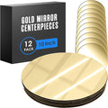Houseables Gold Mirror Centerpieces For Tables, Round Mirrors For Centerpieces, Mirrored Trays, Round Table Plate Tray, Circle, Glass Charger, Wedding, Center Piece, Small, Base, Candle, 10 Inch, 12PK