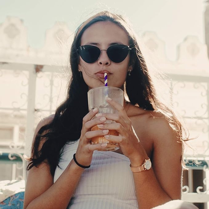 Weemium Paper Straws Disposable - 200 Pack - Durable & Non-Soggy Striped Paper Straws for Drinking in 10 Colors - 100% Biodegradable & Eco-Friendly for Parties, Events, Crafts & Everyday Use