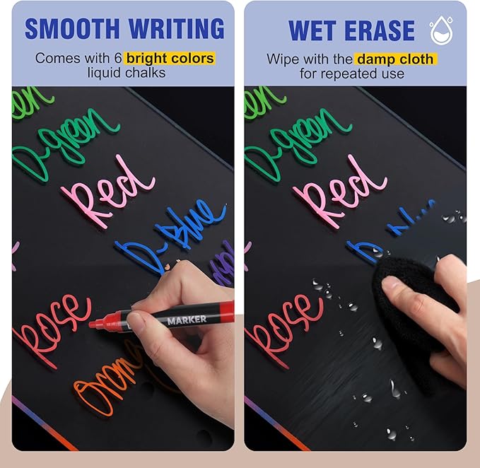SELEAD Acrylic Clear Board Bar Sign - 2 Pack 8x12 Inch DIY Words Sign Board with Wooden Stand, Tabletop Double-Sided Menu Message Note Board for Business, Wedding, Events