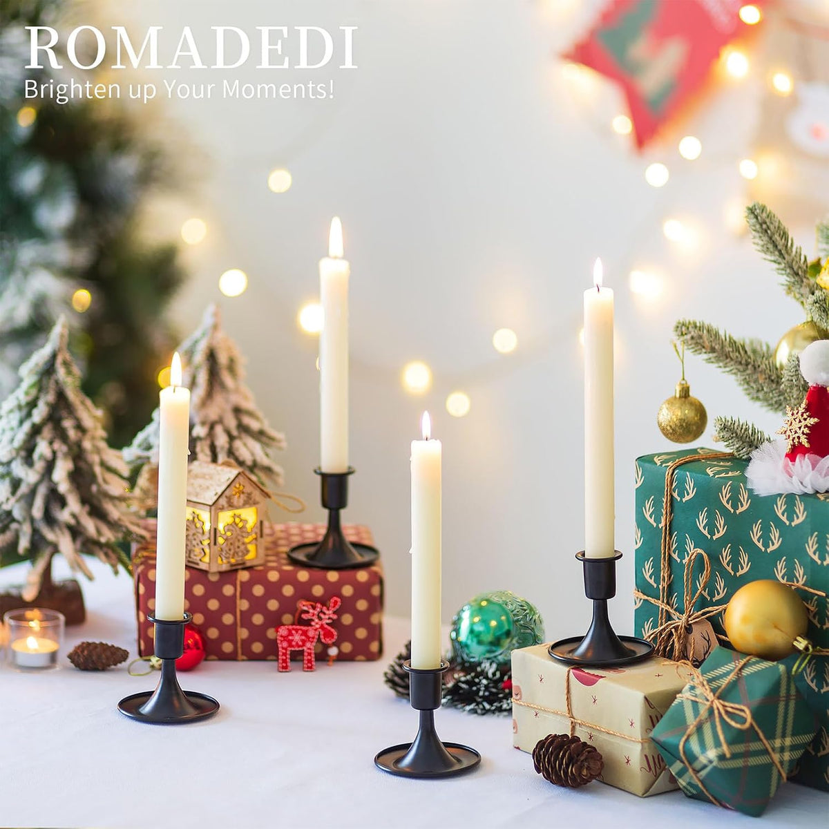 Black Candlestick Candle Holders for Taper ：12 PCS Romadedi Candle Stick Hold...