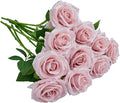 Artificial Rose 10pcs Open Flower Bouquet Faux Rose Stems for Wedding Arrangement, Bridal Bouquet, Centerpiece, Fake Faux Silk Flowers (Dusty Pink)