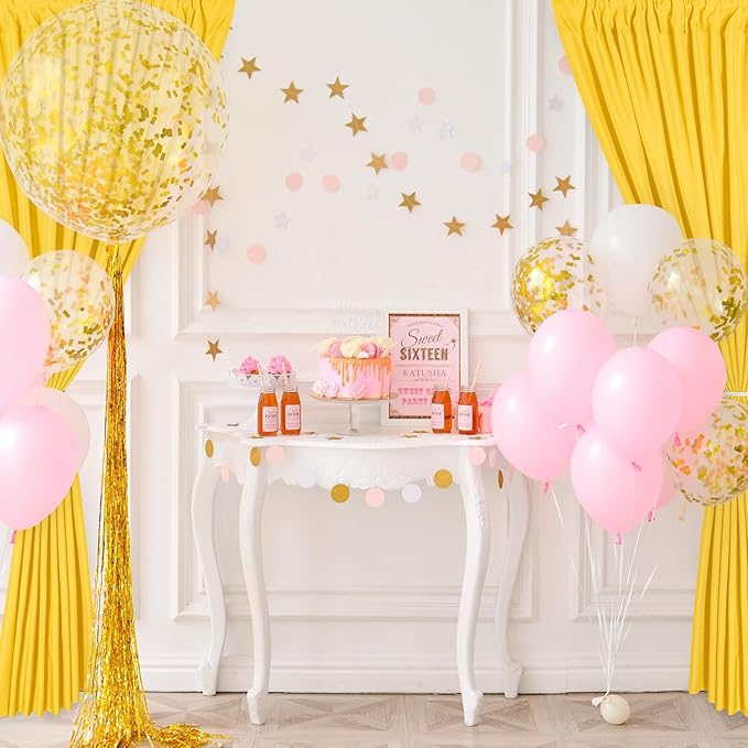 DWCN 10x8 FT Yellow Backdrop Curtains for Parties, Photography Backdrop Drapes with Rod Pockets for Wedding Decorations Stage Birthday Family Gatherings, 2 Panels 5ft x 8ft