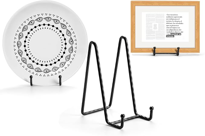 3 Pack 6inch Picture Stands for Display, Black Metal Plate Stands for Display - Decorative Plate Stand, Plate Holder Display Stand, Picture Frame Stand - Plate Display Stands for Picture Stand