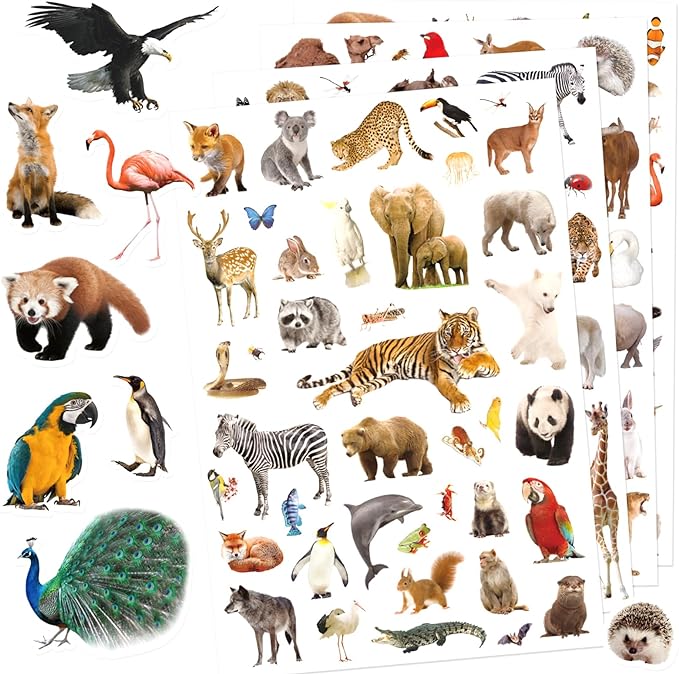 Wild Animals Stickers 750 Count Safari Jungle Animal Woodland Wildlife Zoo Creatures Stickers Party Favors Gifts Sticky Decor for Scrapbook Calendar Planner Gift Wrap Decor