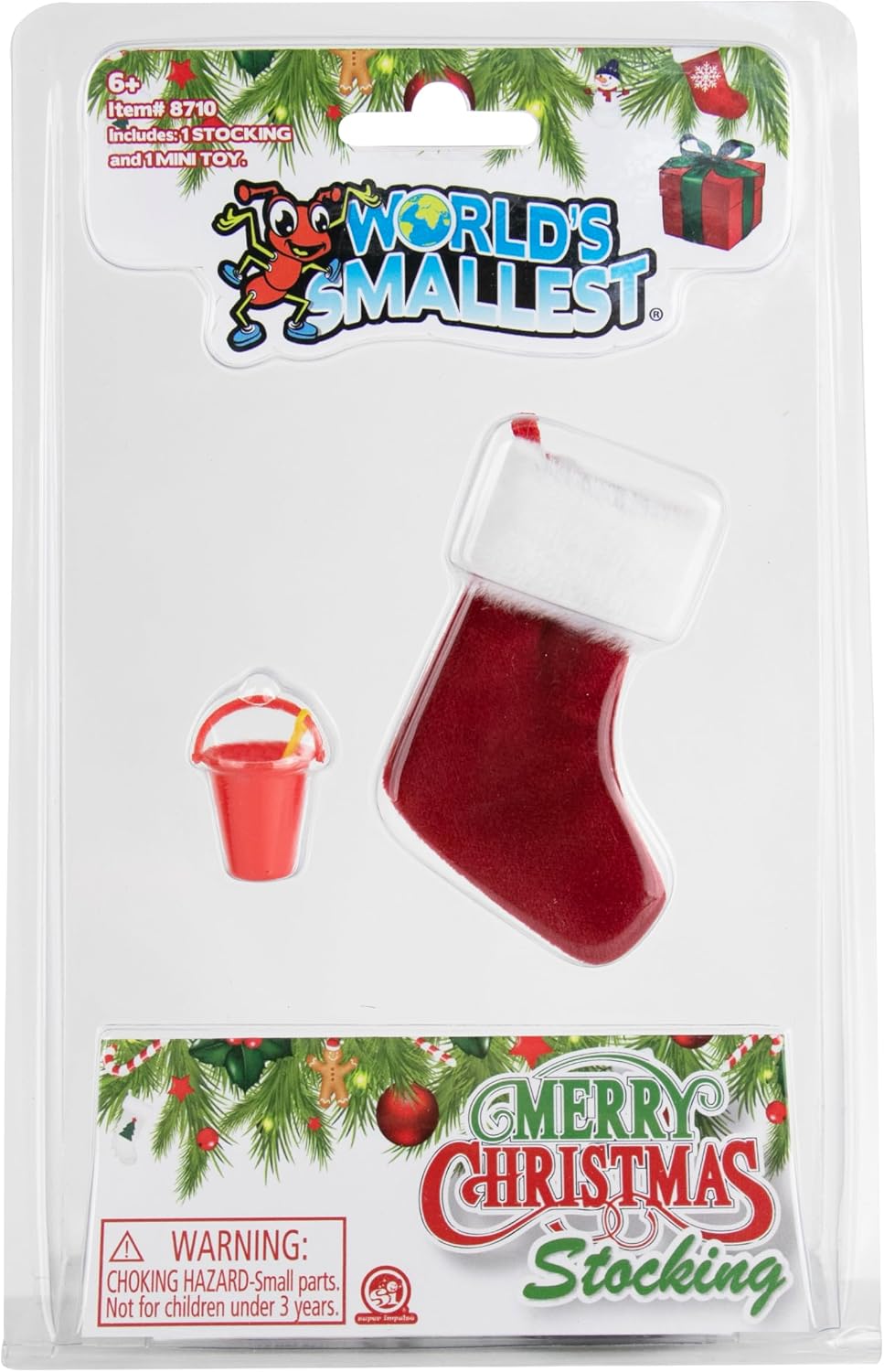 World's Smallest Merry Christmas Stocking with Mini Toy (Pack of 2)