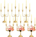 Rtteri 6 Pcs Gold Candelabra Candlestick Holder Metal Candle Stand Candelabra for Taper Candles Table Centerpieces Wedding Christmas Holiday Birthday Party (9.5 x 9.5 x 19.7 Inch,3 Arm)