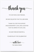 321Done Thank You Place Setting Card for Newlyweds, 4"x6" 50-Pack | Made in USA Thank You for Celebrating with Us, Minimalist Script White Table Placecards for Wedding