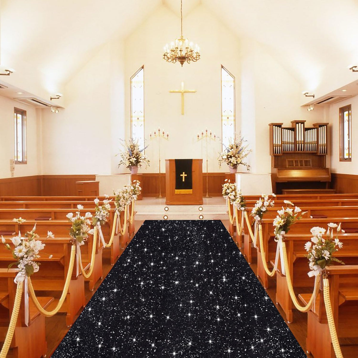 Black Carpet Runner for Party 4FTx20FT Sequin Aisle Runner for Wedding Ceremo...