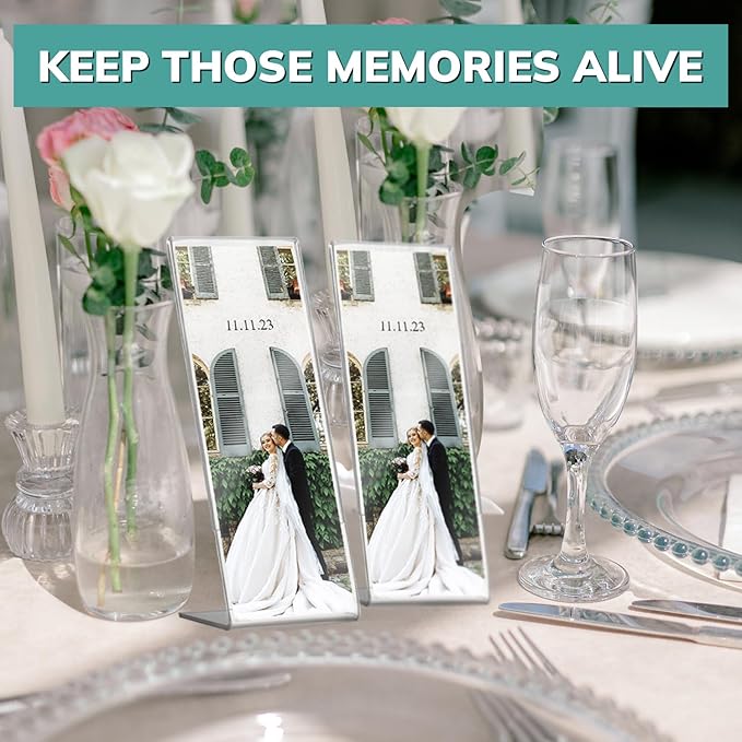 pbf PHOTO BOOTH FRAMES 2x6 Acrylic Sign Holder | 2 x 6 Vertical Stand Up Slanted Sign Holder | Acrylic Stands for Display | Clear Picture Frame, Menu Table Top Stand, Plastic Flyer Holder (100-Pack)