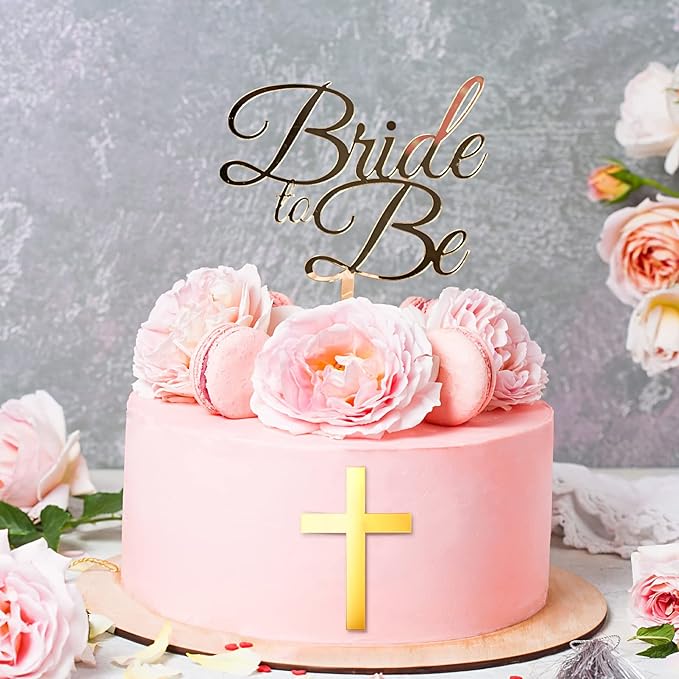 Blulu 16 Pieces Baptism Cake Toppers Crossing Cupcake Toppers Gold Mirror Acrylic Cake Picks Baptism Decor Christian Decorations(Classic Style)