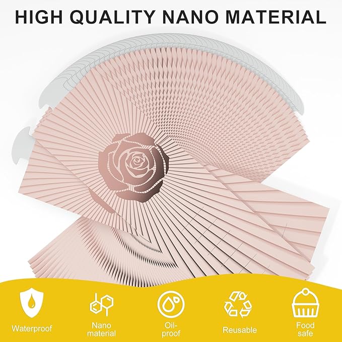 Polymer Material Reusable Napkin Band, Glue-Free Tear-Proof Water Resistant Oil-Proof Napkin Bands Set of 50(Front Rose Gold Color and Back Silver), 6 Adjustable Sizes Napkin Rings