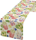 Ice Cream Table Runner, Watercolor Fruit Ice Popsicles Berry Kiwi Cold Summer Desserts Seasonal Dinner Runner for Party Holiday Home Kitchen Dining Table Decor 13"x36"