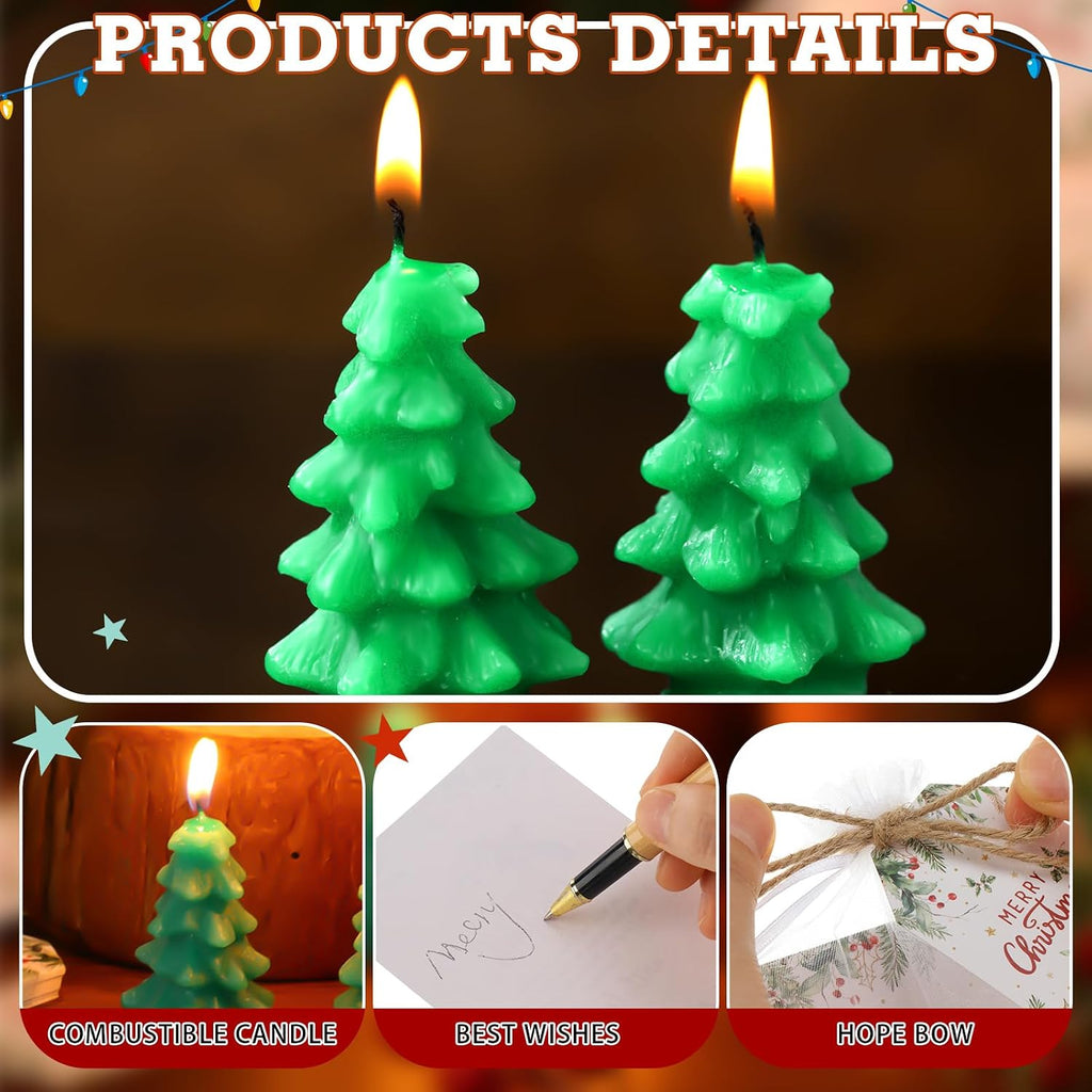 Conelist 24 Sets Christmas Party Favors Christmas Tree Soy Wax Candles with Organza Bag and Cards Bulk Portable Party Favors Xmas Gifts for Guest Celebration Supplies Decor