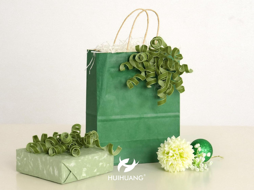 HUIHUANG Moss Green Bows for Gift Wrapping Self Adhesive Christmas Green Gift Bows Burst Curly Ribbon Bows for Presents, Gift Wrapping, Treat Bags, Party Favor, Crafts-6 inch x 6 Counts