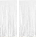 White Foil Fringe Curtain 3.3×8.3FT 2 Packs, Metallic Tinsel Curtains Party Streamers for Birthday Graduation Baby Shower Decoration (2pcs,3.3FT×8.3FT, White)