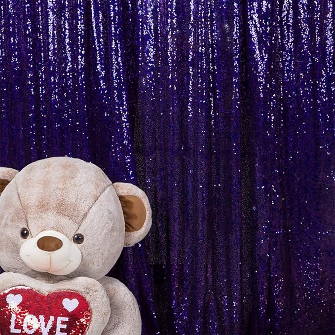 JYFLZQ Purple Sequin Backdrop Curtains 2ft x 8ft 4 Panel Glitter Photo Booth Backdrops Sparkly Photography Background Drapes for Parties Wedding Bridal Showers