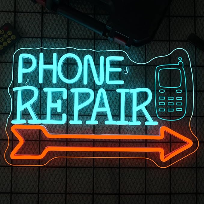 Looklight Phone Repair Neon Sign Dimmale Neon Lights For Wall Decor Led Lights ForMobile Phone Repair Shop Business Cellphone Repair Shop Decor USB Powered 14.6x9.1in