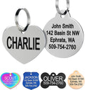 GoTags Stainless Steel Pet ID Tags, Personalized Dog Tags and Cat Tags, up to 8 Lines of Custom Text, Engraved on Both Sides, in Bone, Round, Heart, Bowtie and More (Heart, Regular (Pack of 1))