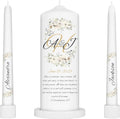 Unity Candles for Wedding, Modern Unity Set, Custom and Personalized Pillar and Taper Candles with Bible Quote, Unscented White Premium Wax, Religious and Wedding Ceremony, Special Events (Camellia)