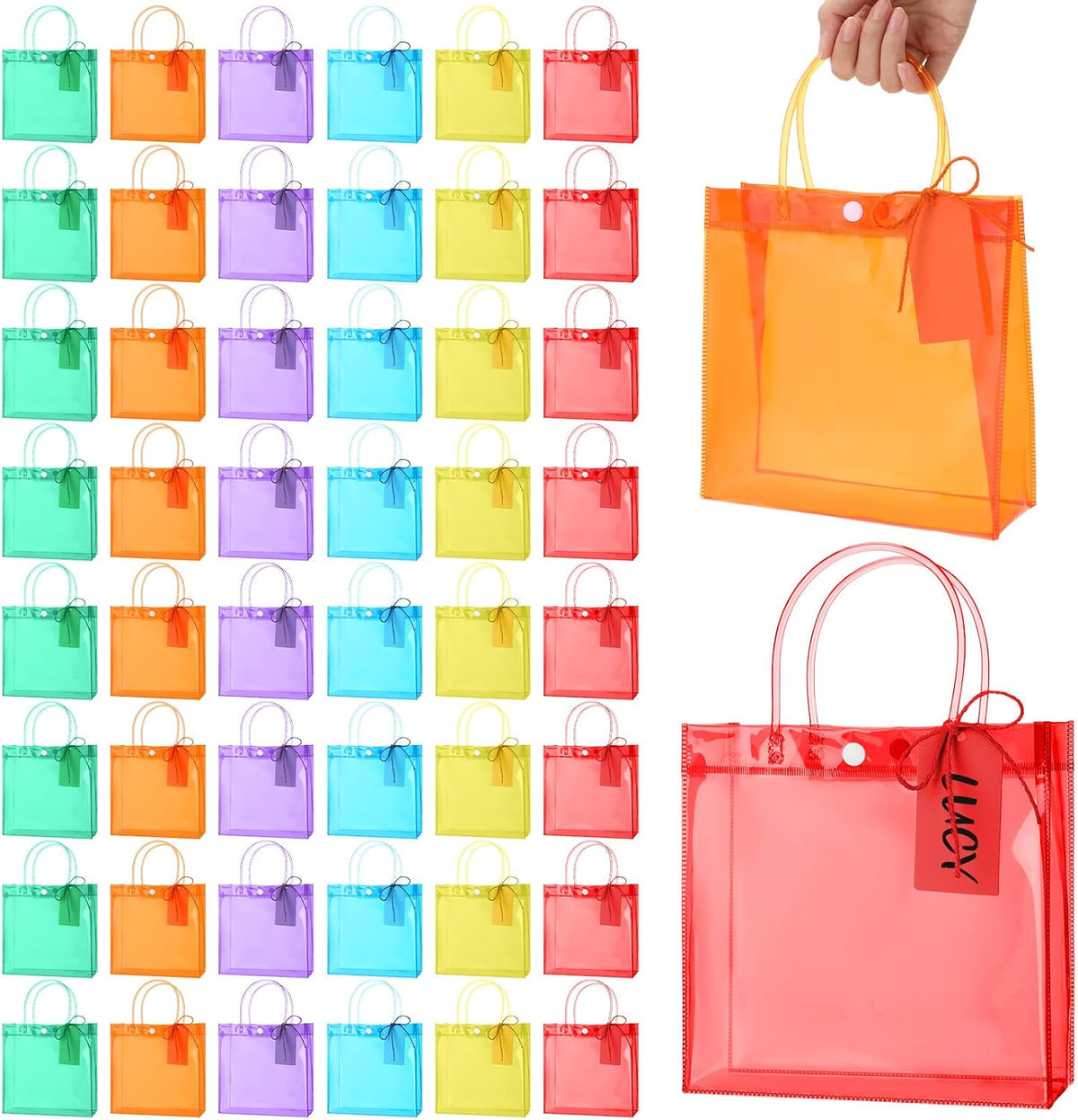 jaloro 48 pcs plastic clear gift bags bulk, main product view